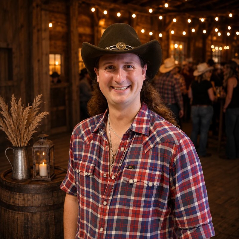 Porträt von Choreograf Fabian Müller mit Cowboyhut