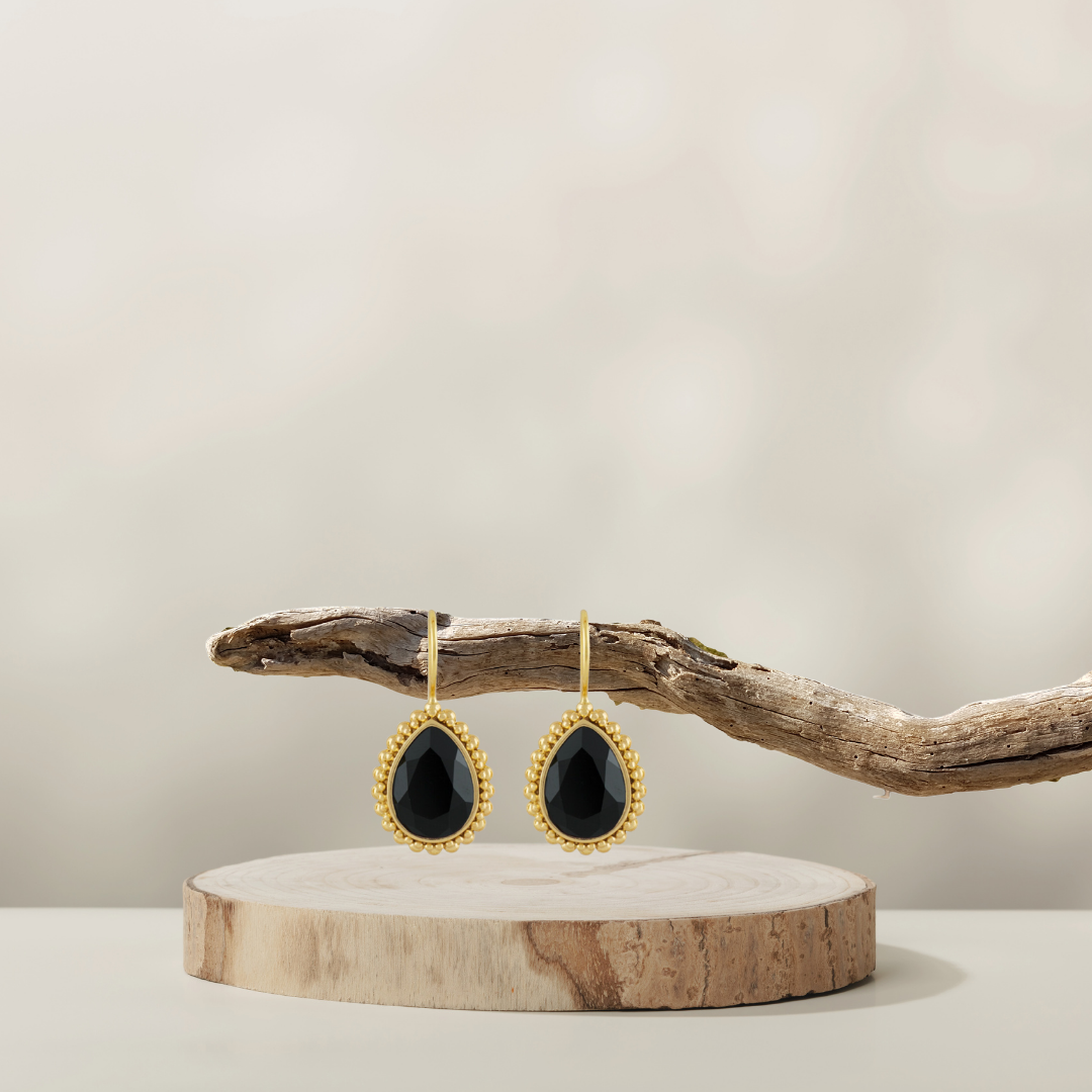 Amber Ohrringe Gold mit Swarovski Jet Black – COUNTRY HIGH