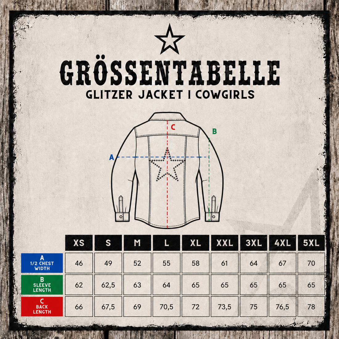 Guide des tailles Veste Glitter Star | Girls