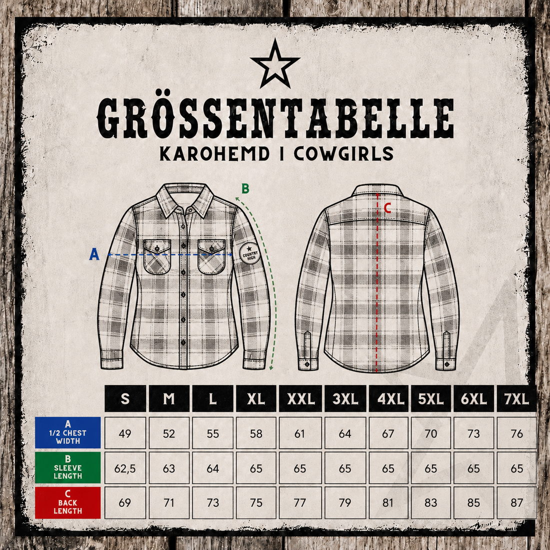Tabella taglie Camicia a quadri Girls