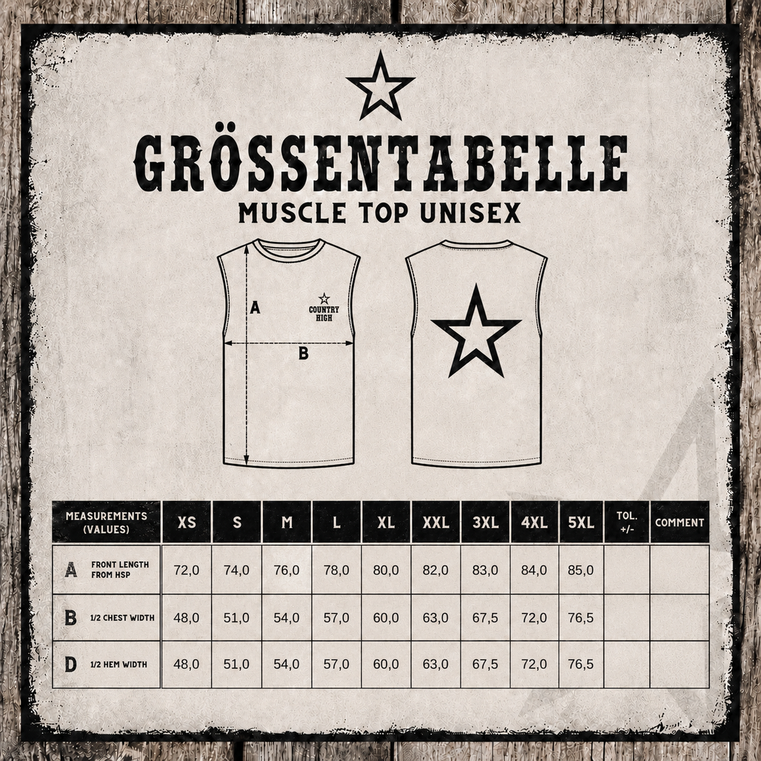Tabella taglie Canotta Muscle Loose | Unisex